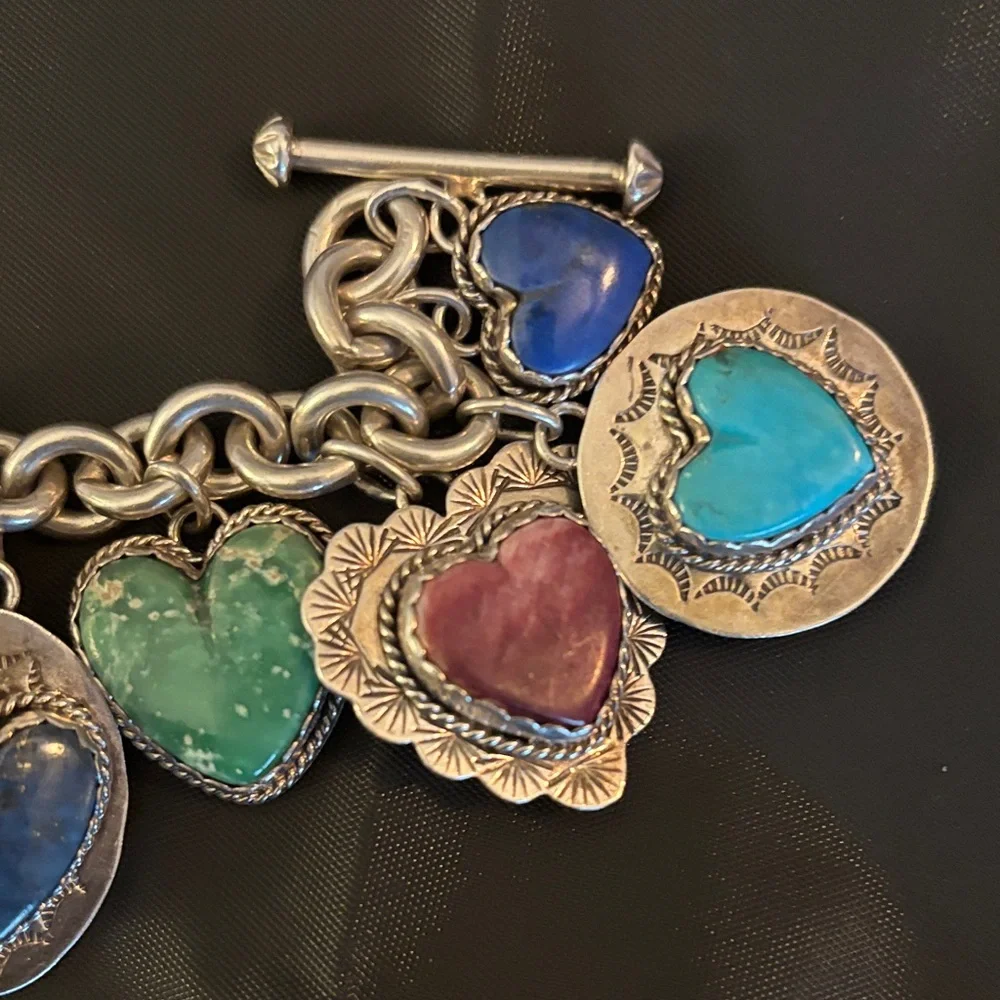 Colorful sterling Heart Charm Bracelet - Picture 4 of 9